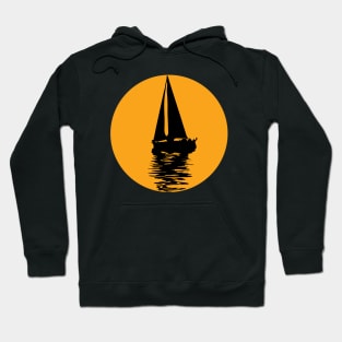 Sunset Over The Sea with a Sail Boat Hoodie